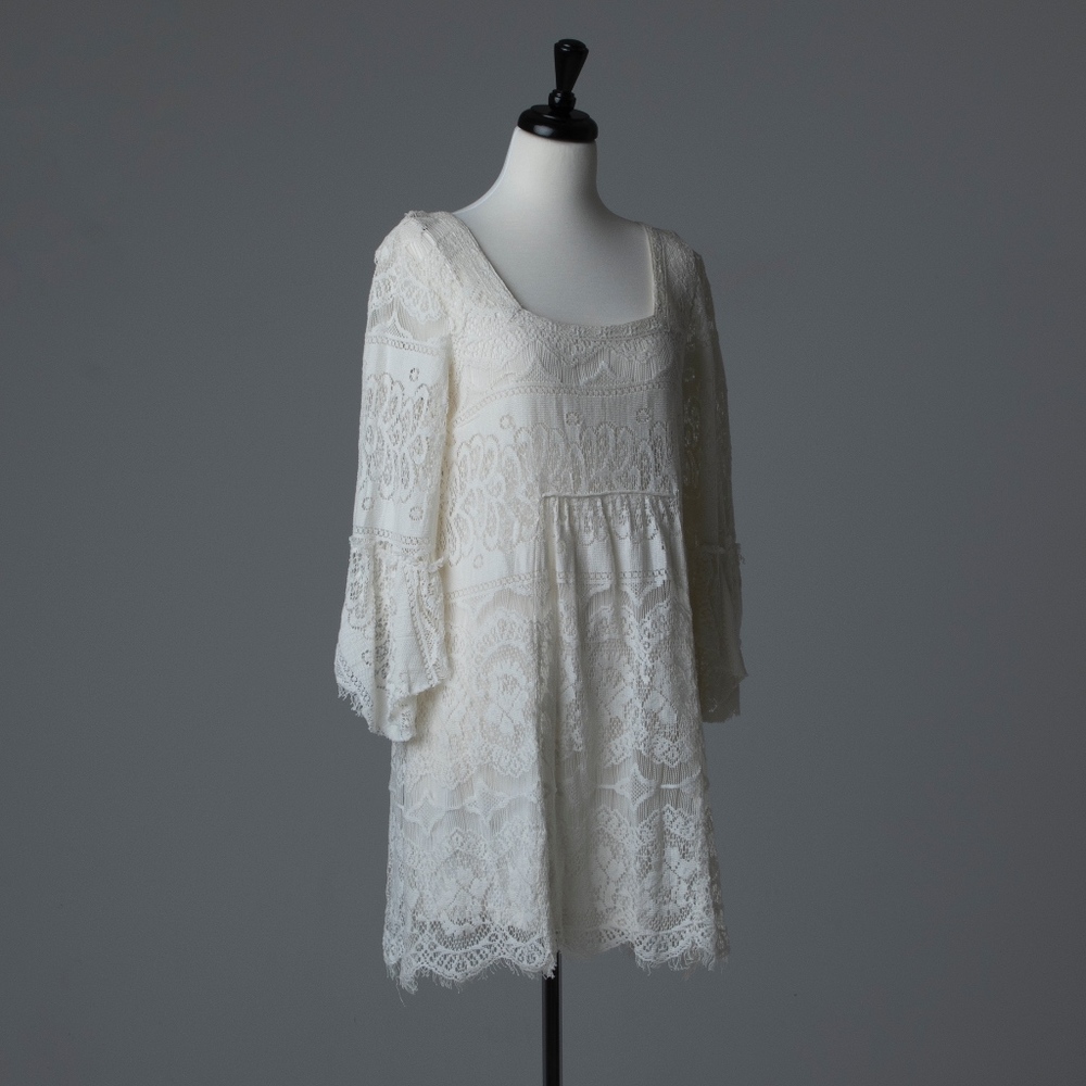 Square Neck Lace Dress with Slip Free People